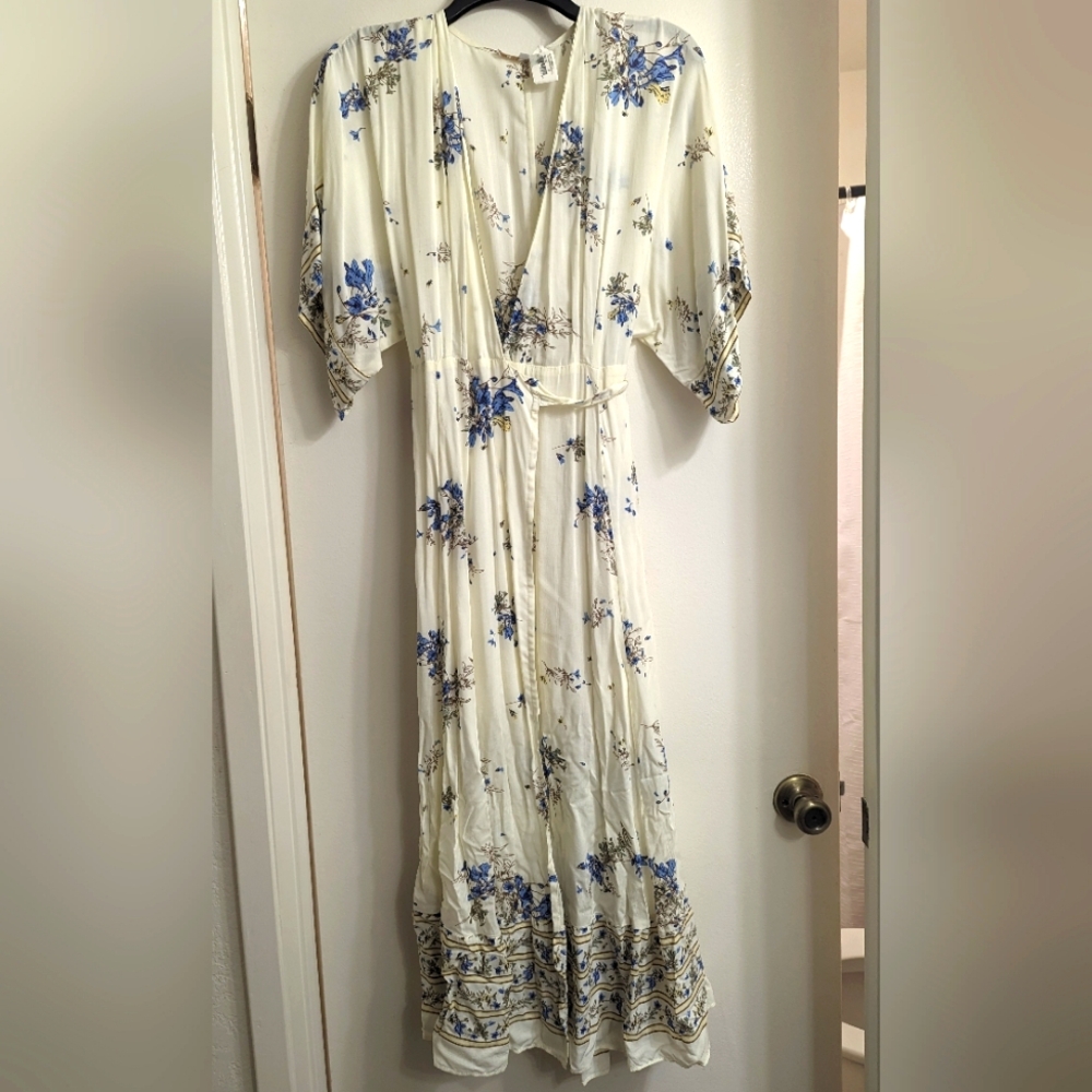 Olivaceous Floral Wrap Dress (M)